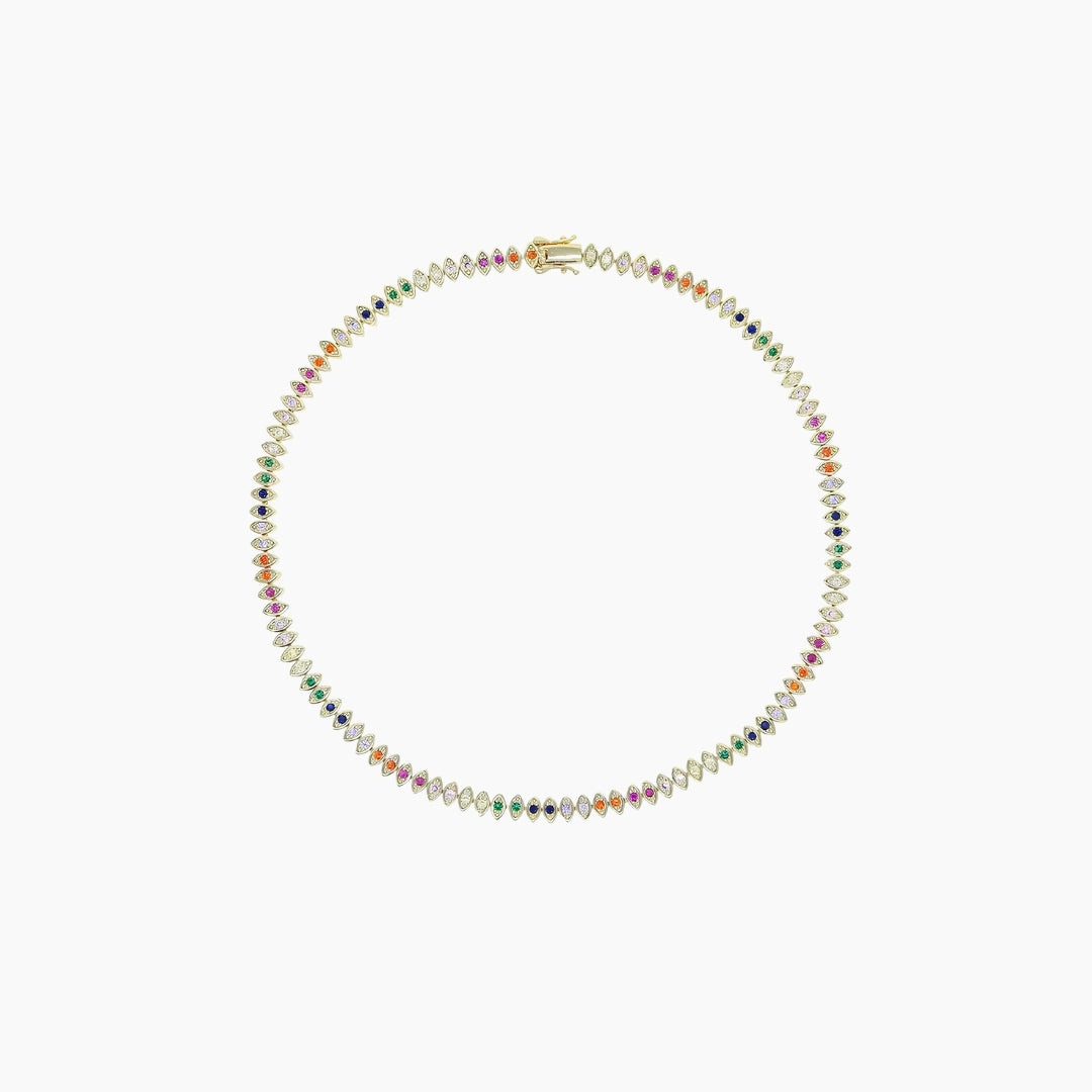Necklace Tennis W/Eyes Colorful