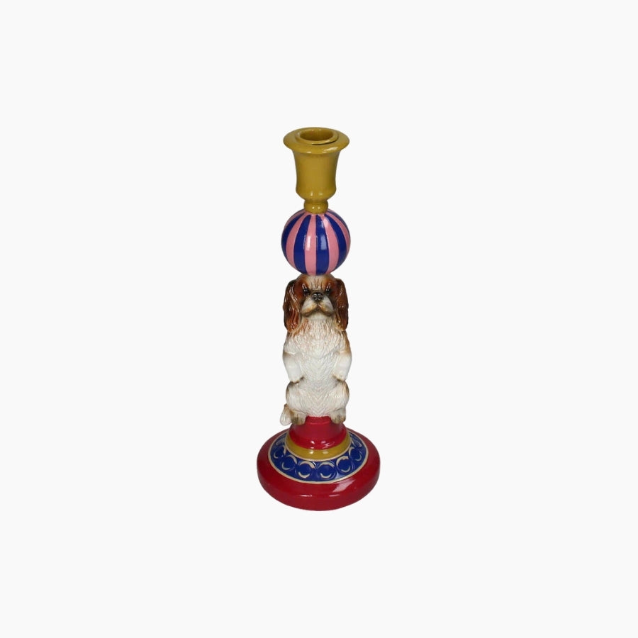 Candle Stick Dog Polyresin Multi 10x10x29cm