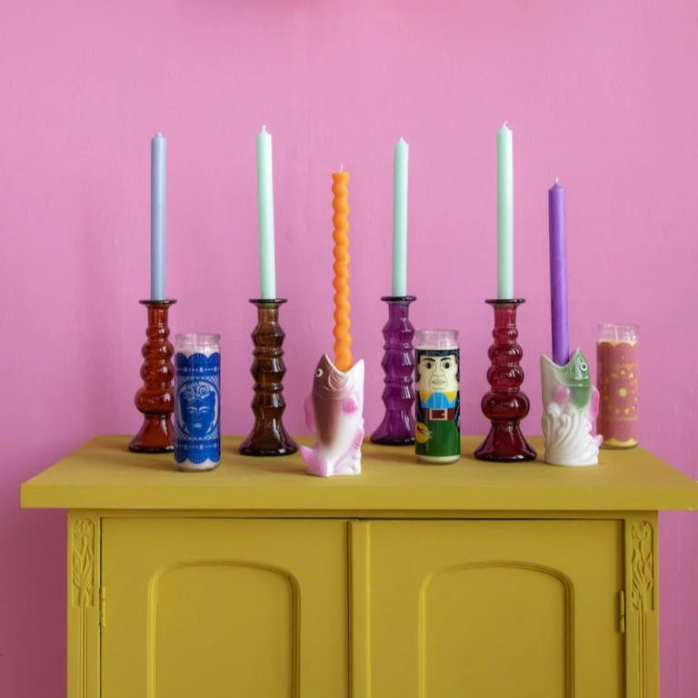 HD0587-1 Candle Holder Fish Dark Pink