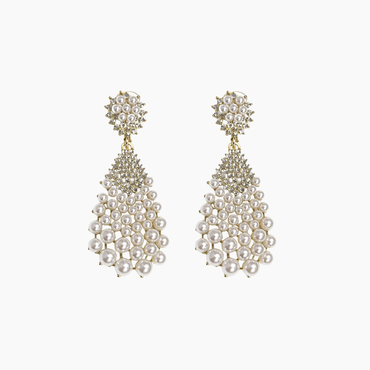 Pair of pearl earrings on a white background