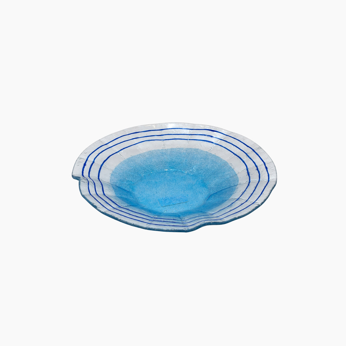 19056 Glass Bowl, Fish Line, Blue Water W/Stribes, 36X8Cm