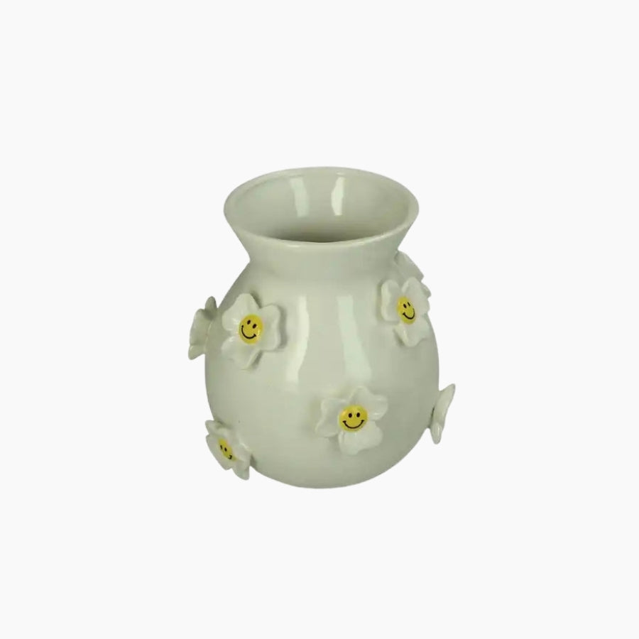 Vase Flower Smiley Dolomite White 19.7x19x20.2cm