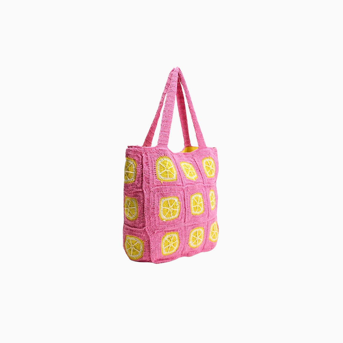 Lime Crochet Beach Tote (Pink Yellow)