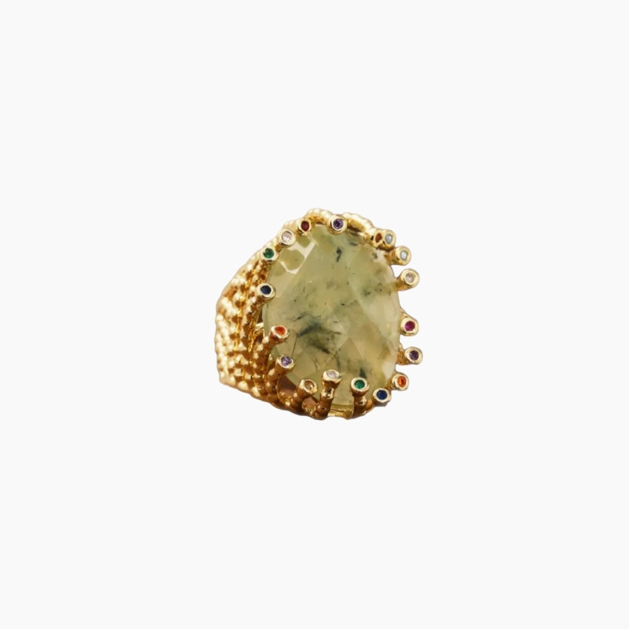 Statement adjustable ring W/Stone Yellow