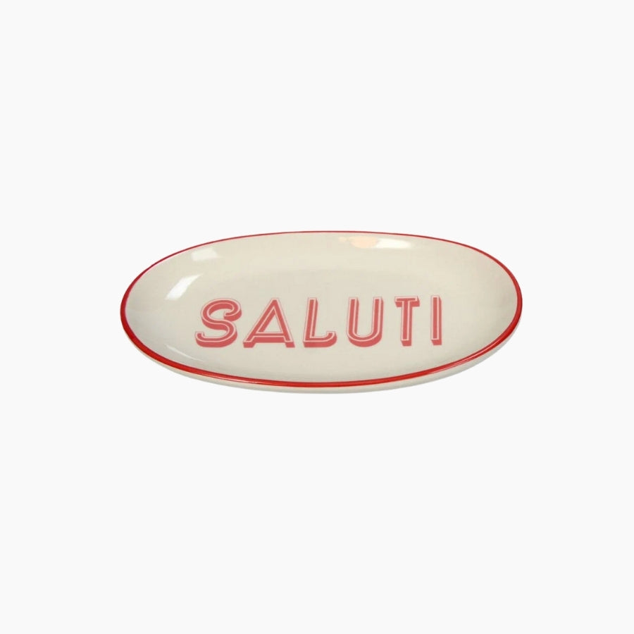 KAL-5493 Plate Oval Saluti Stoneware White 21x12.5x2.5cm