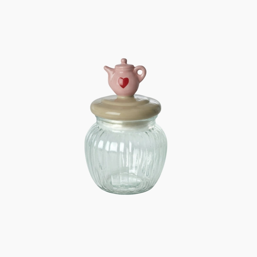 Glass Jar with Tea Cup Lid - Small