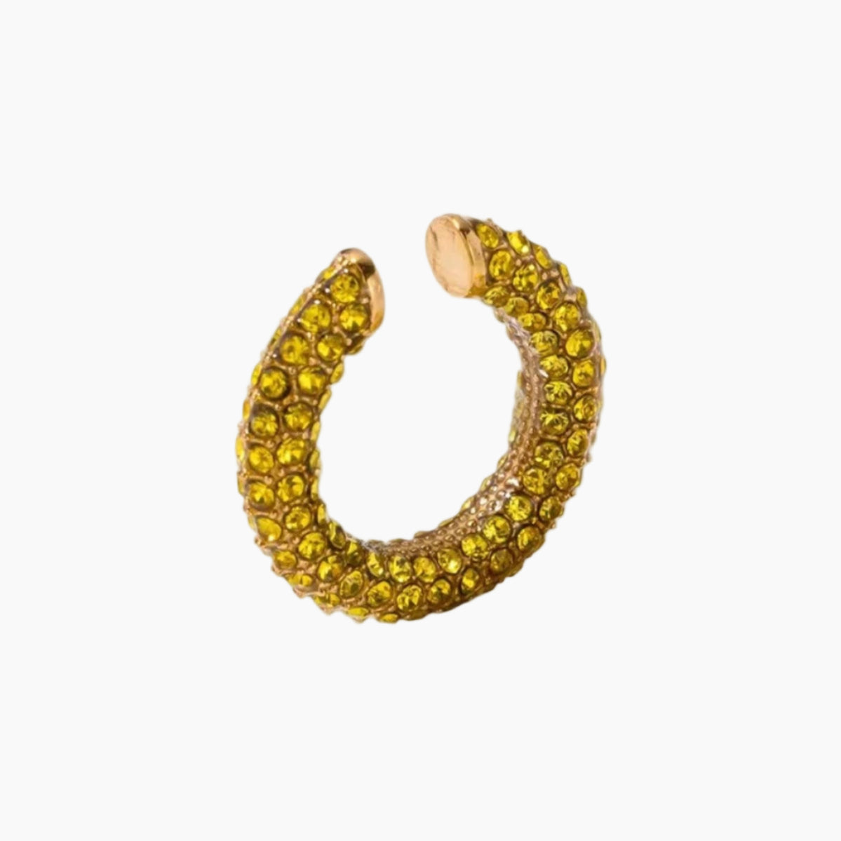 Gold and yellow jeweled horseshoe on a white background