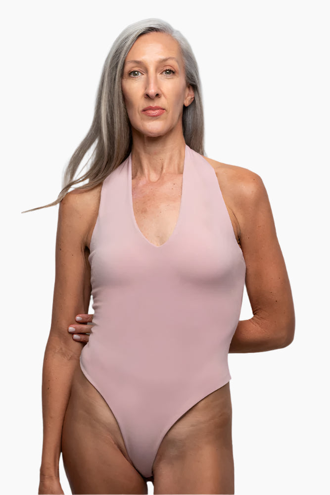 REGINA - V neck bodysuit, powder pink