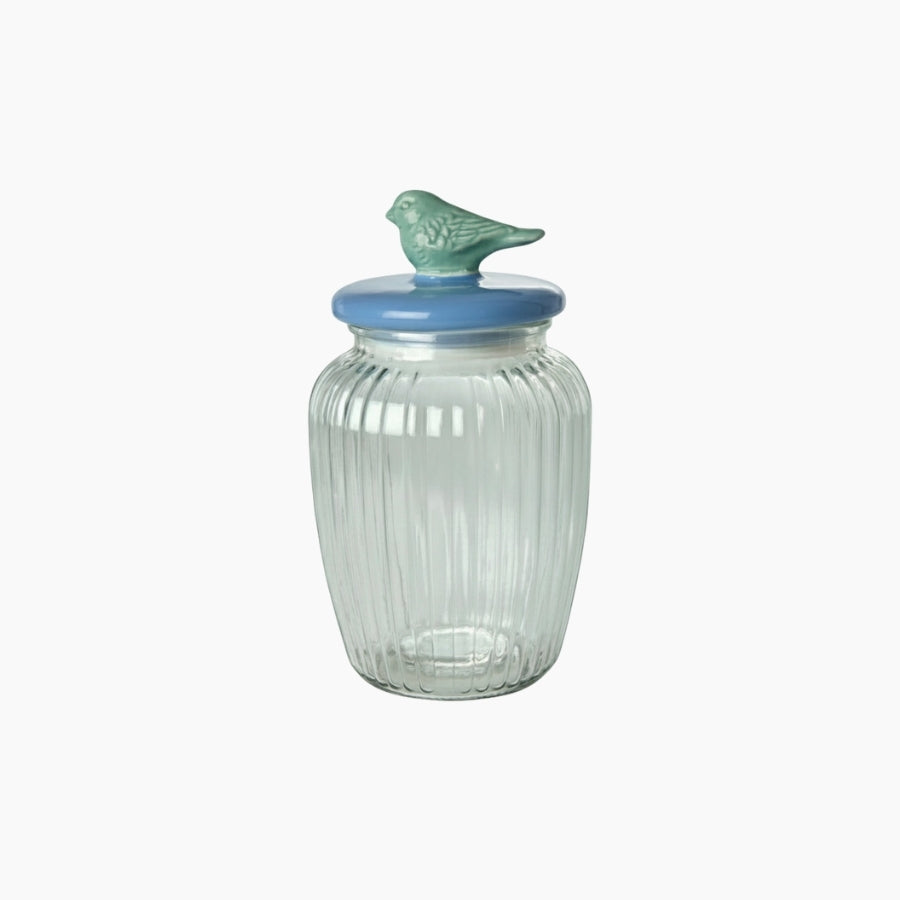 Glass Jar with Bird Lid - Large