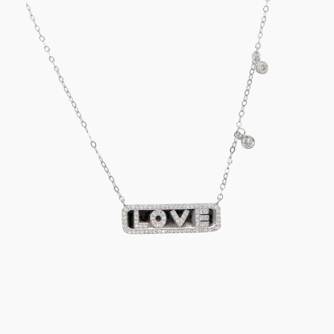 Necklace love white stones