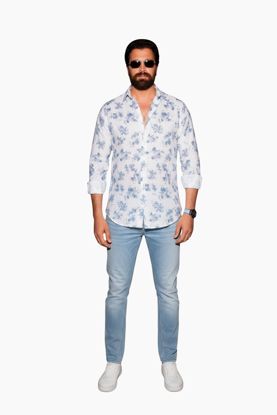 Elio Flower Linen Shirt