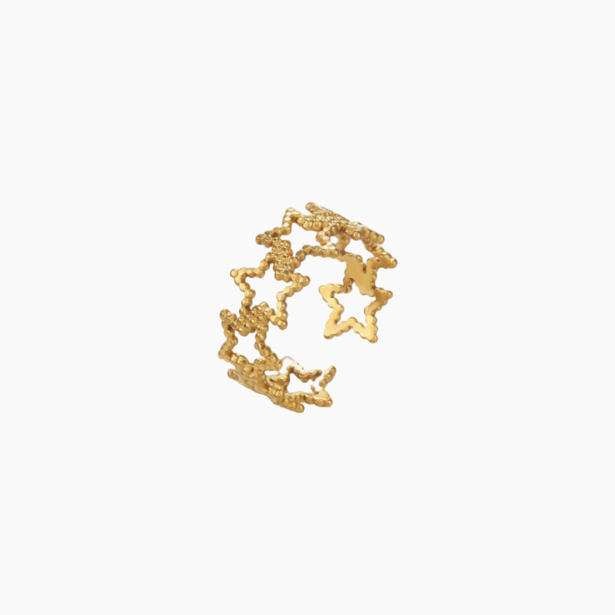 Gold star-shaped earring on a white background