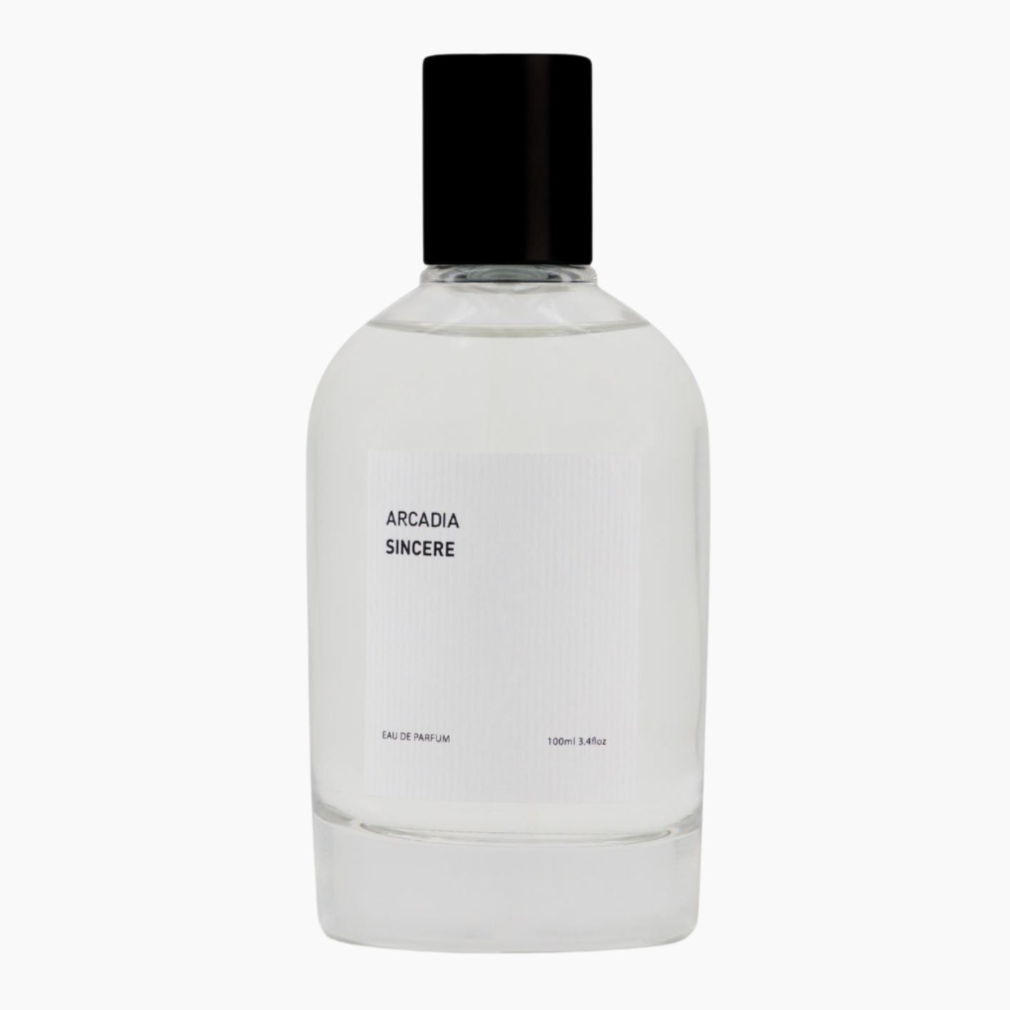 White bottle with black cap , Arcadia Sincere, CEDAR AND OLIBANUM.