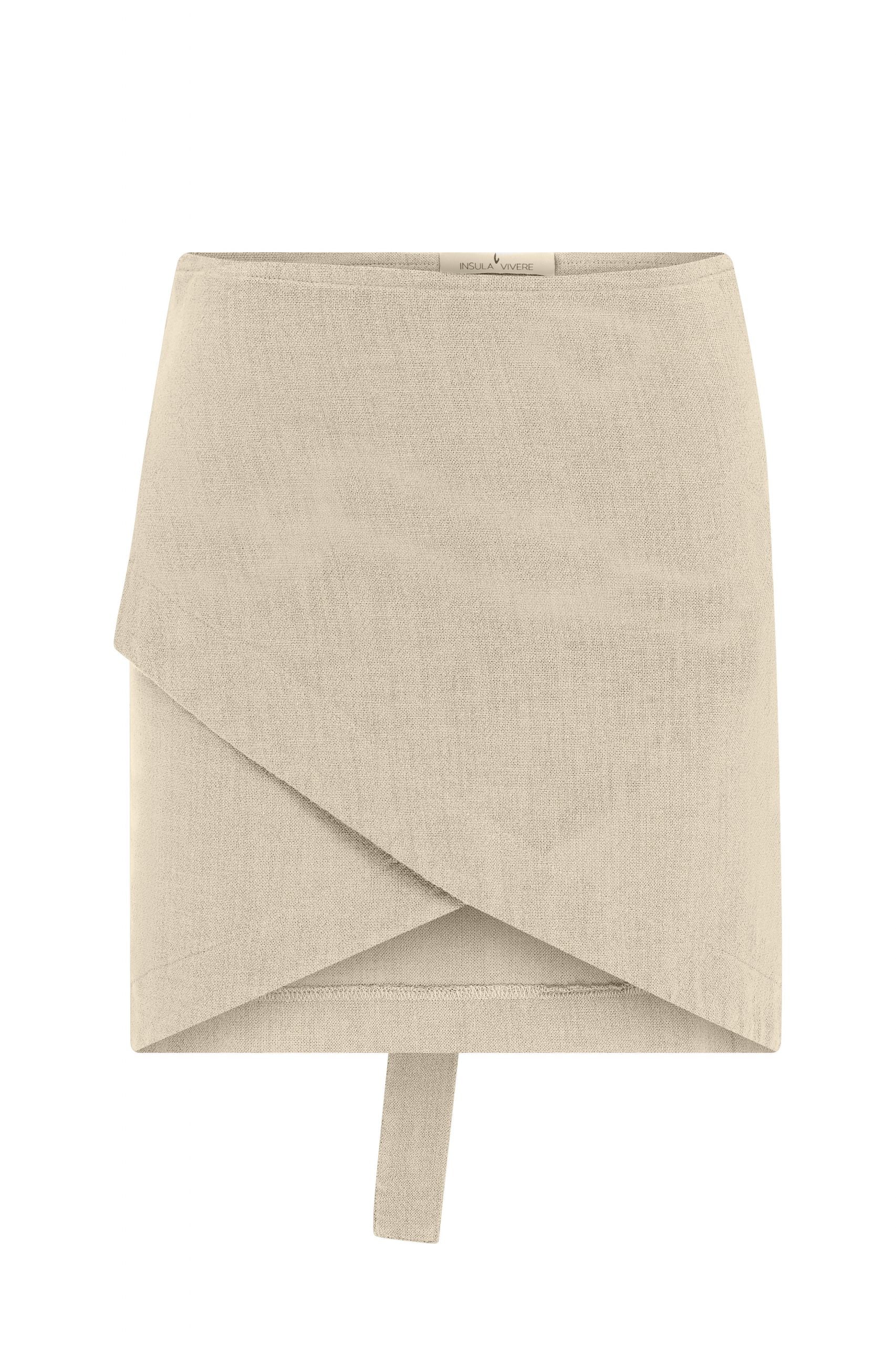 wrap skirt with a belt , beige