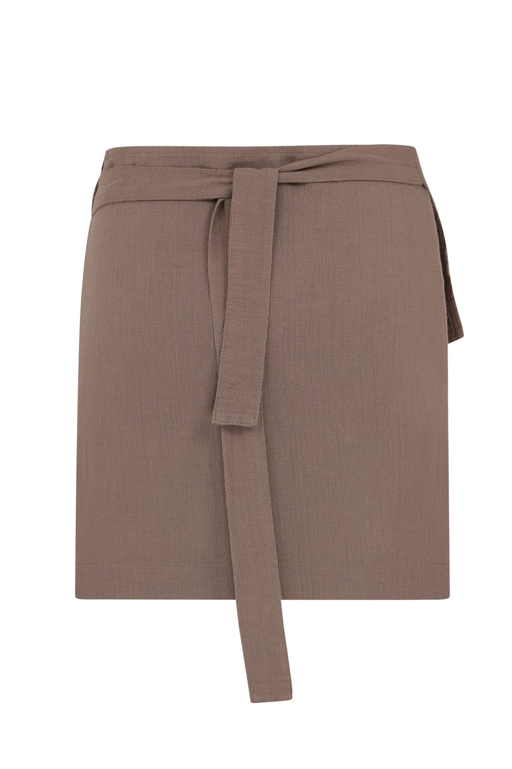 wrap skirt with a belt , brown
