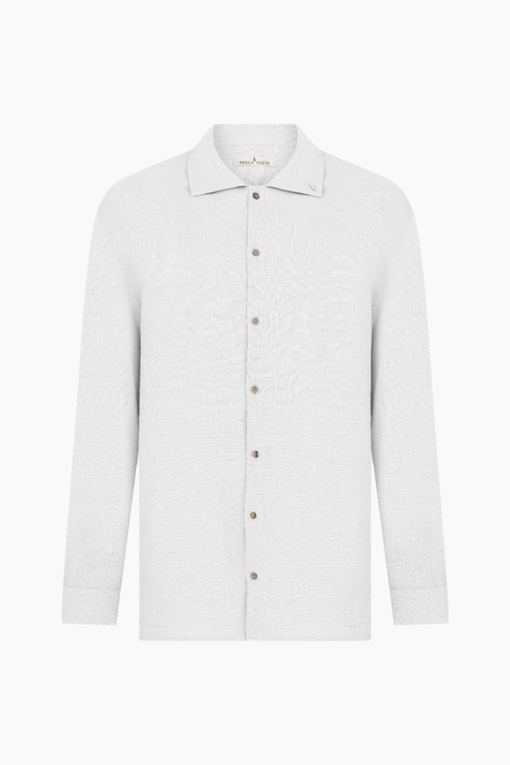 White shirt with brown buttons