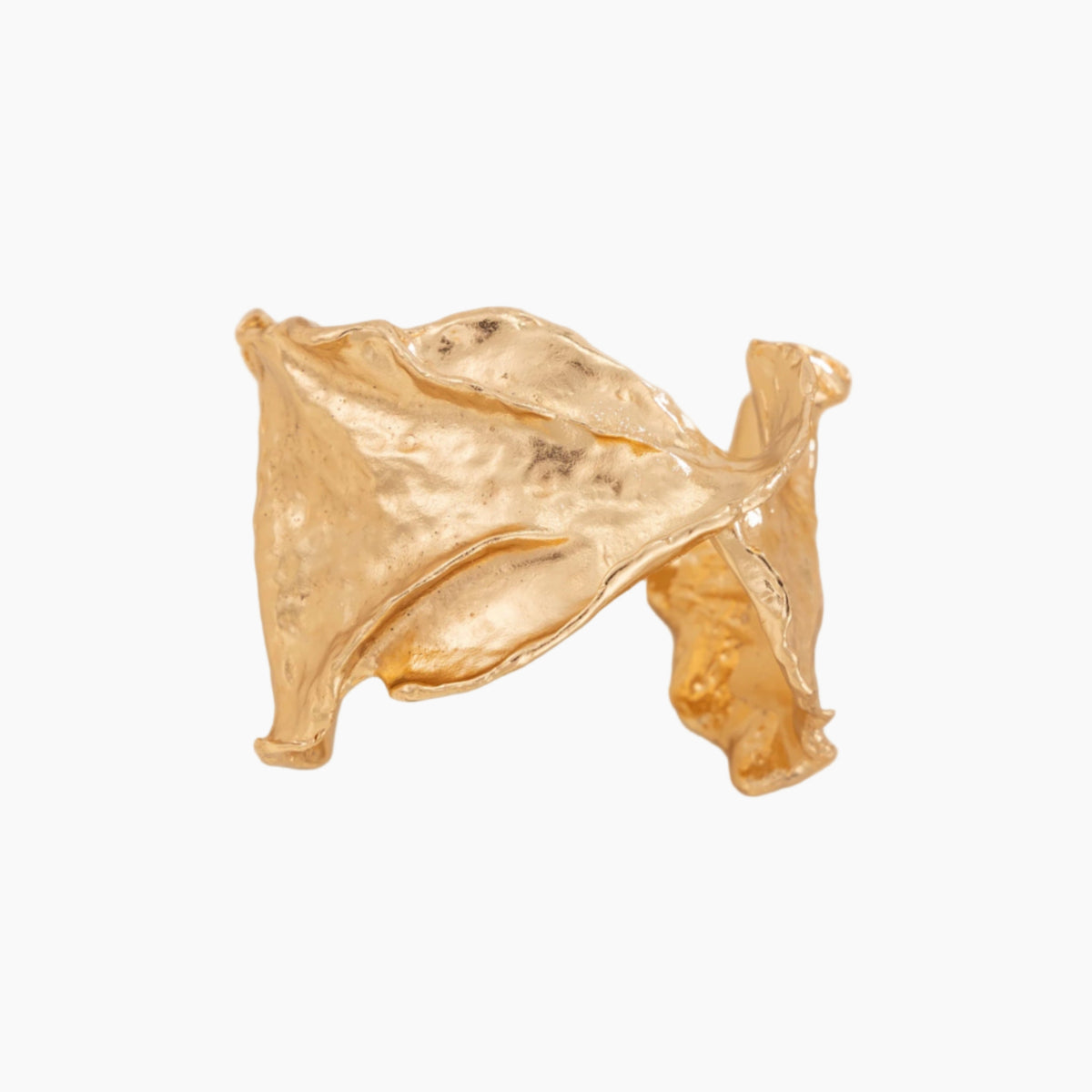 Gold fish-shaped earring on a white background