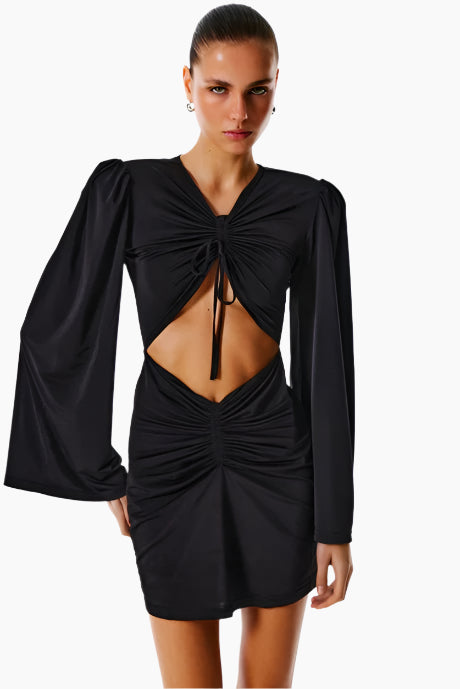 Black dress with long sleeves and cut-out design