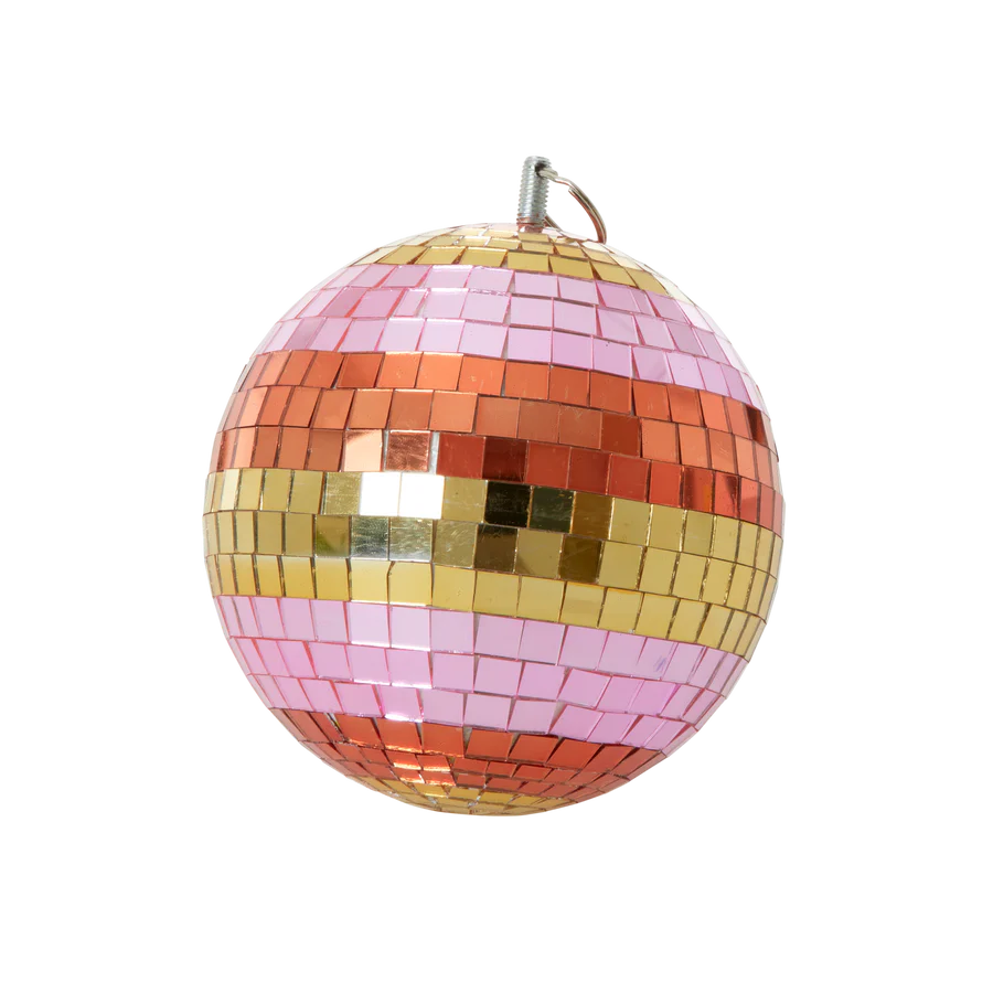 Disco Ball with Stripes and Gold - Medium
