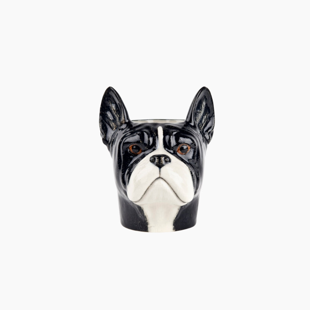 Ceramic mug shaped like a Boston Terrier head