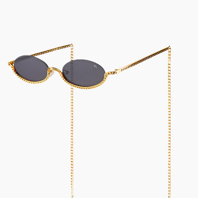 Sunglasses with gold chain strap