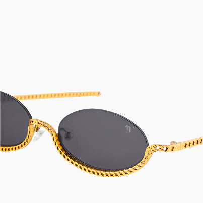Sunglasses with gold chain strap