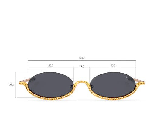 Sunglasses with gold chain strap