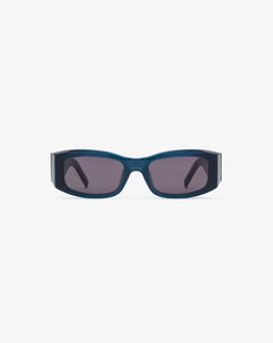 Blue sunglasses on a white background