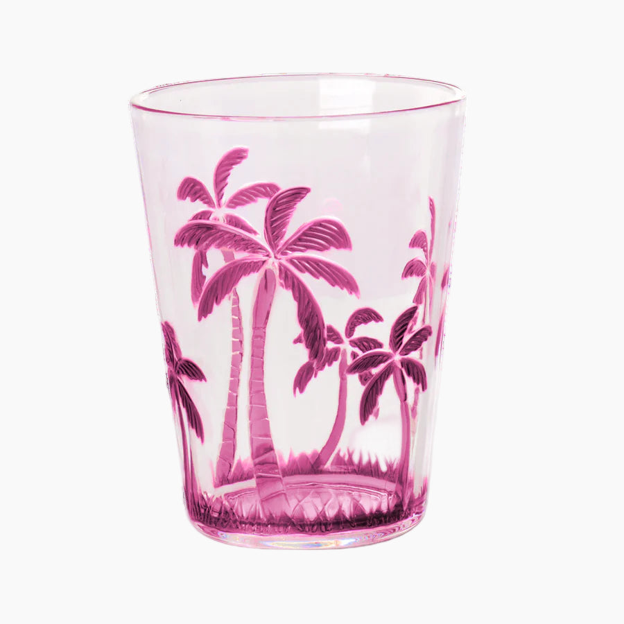 Acrylic Tumbler with Palm Tree Design - Clear - 400 ml