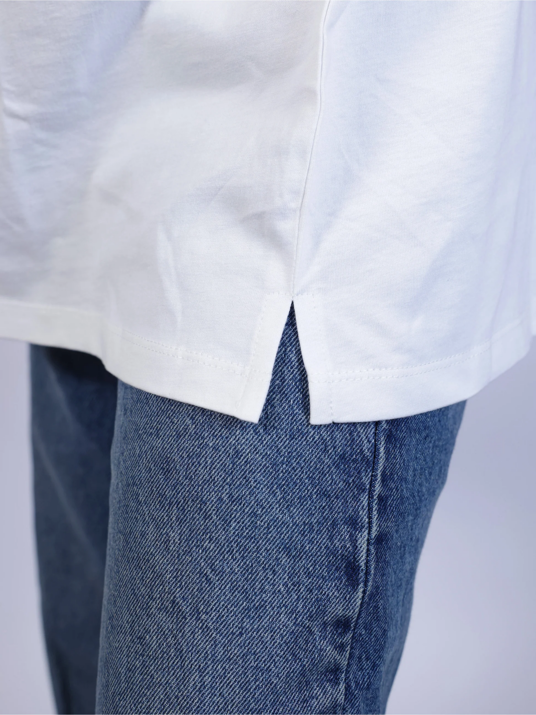 white t-shirt and jeans