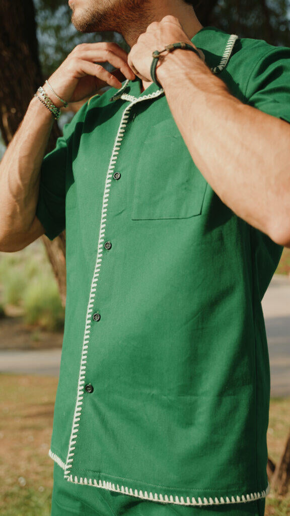 Person wearing a green shirt