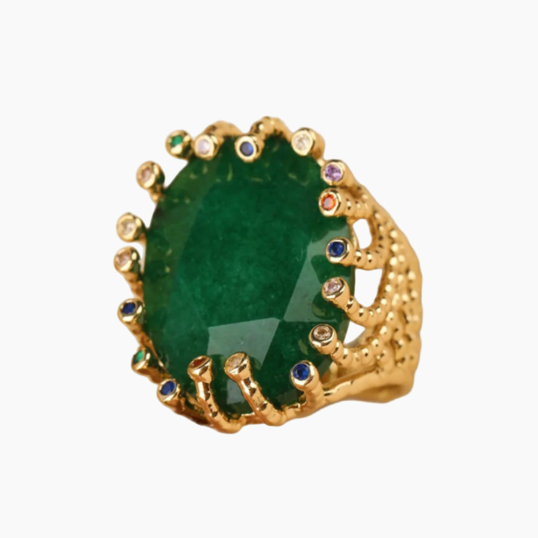 Statement adjustable ring W/Stone Green