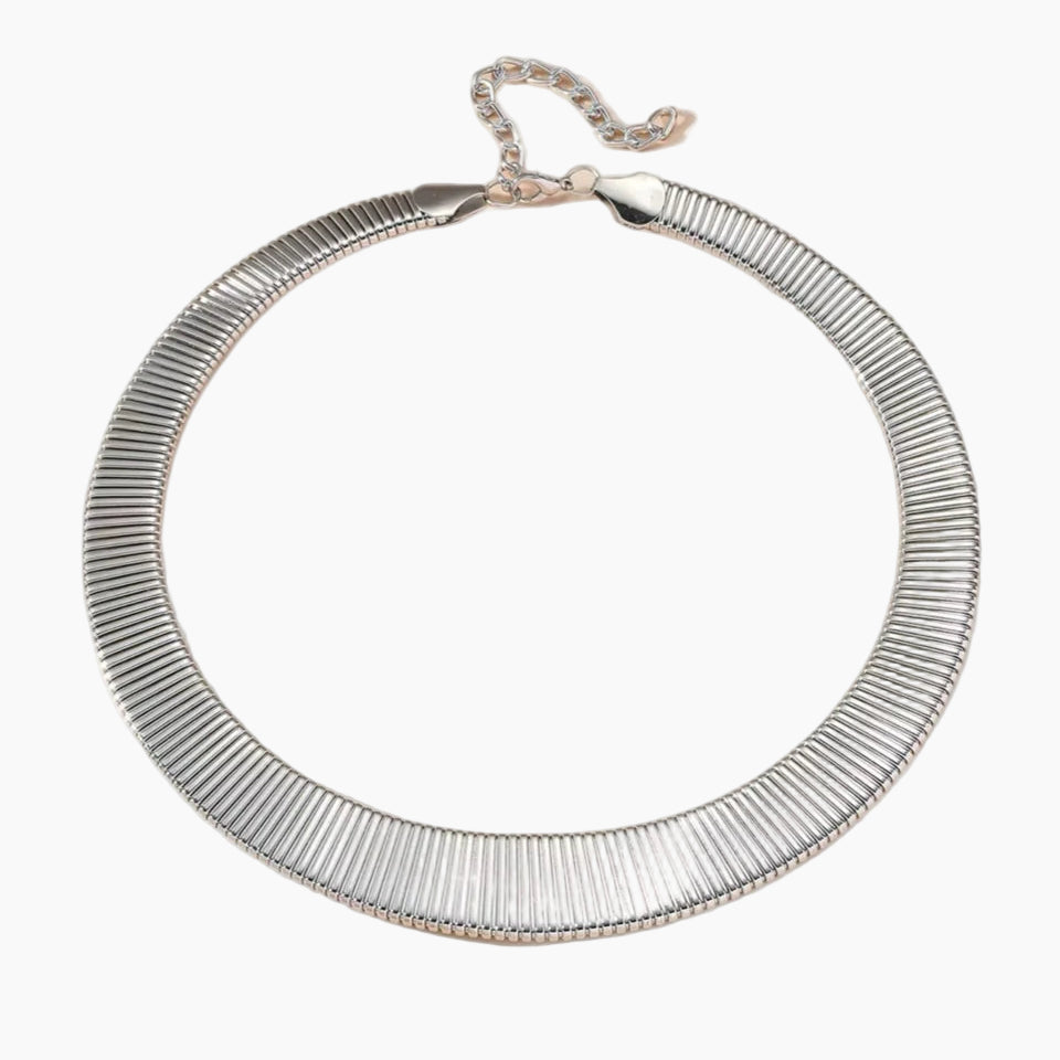 Silver necklace on a white background