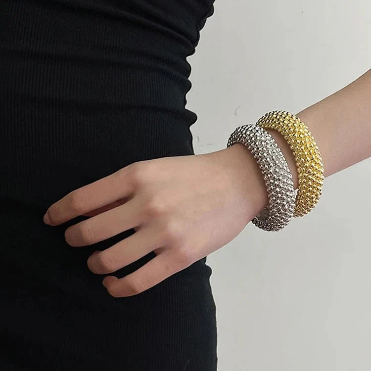 Statement adjustable bracelet w/round details
