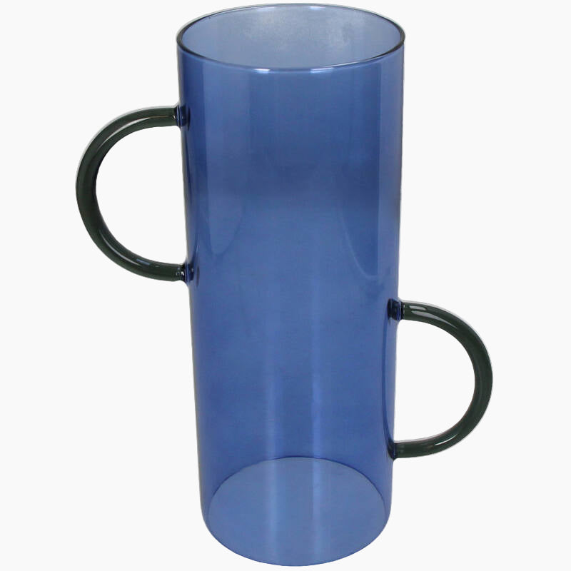 Blue mug with black handles
