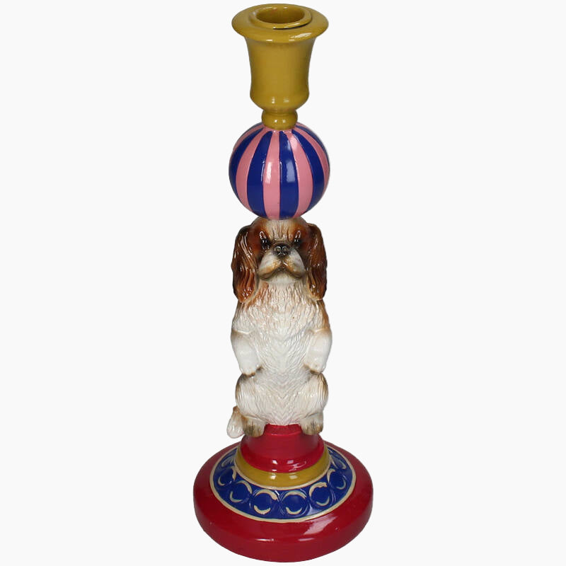Decorative candle holder with a dog design