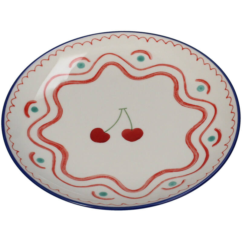 Ceramic plate with cherry design
