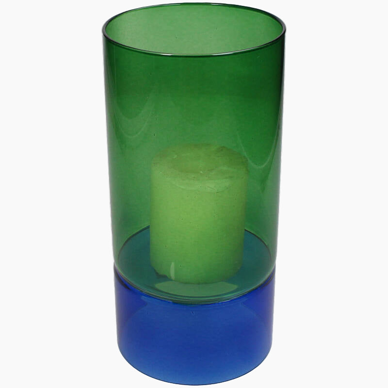 Green and blue glass vase