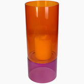 Tall orange and purple glass vase