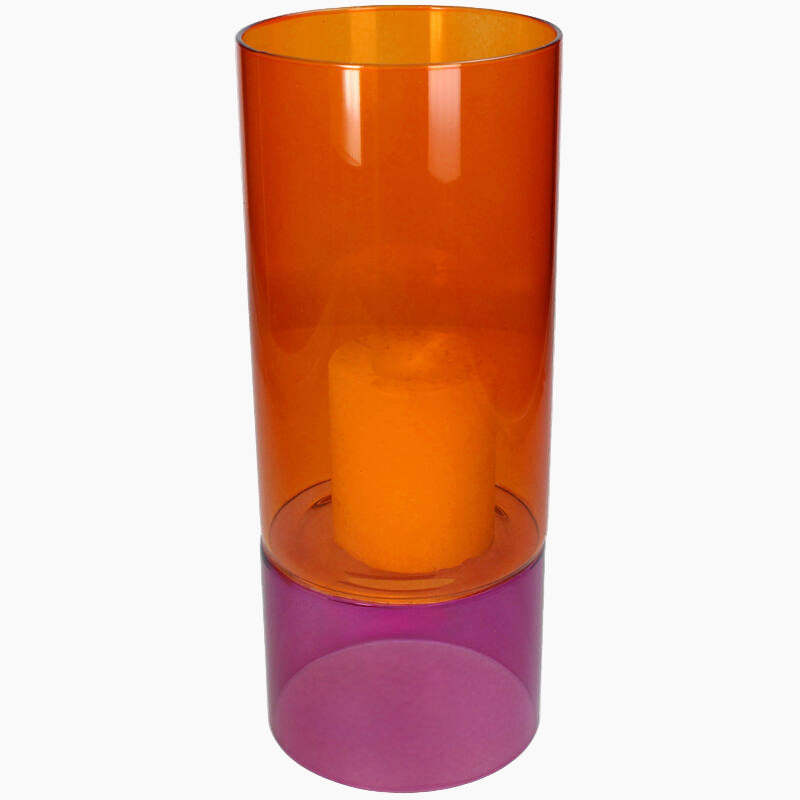 Tall orange and purple glass vase