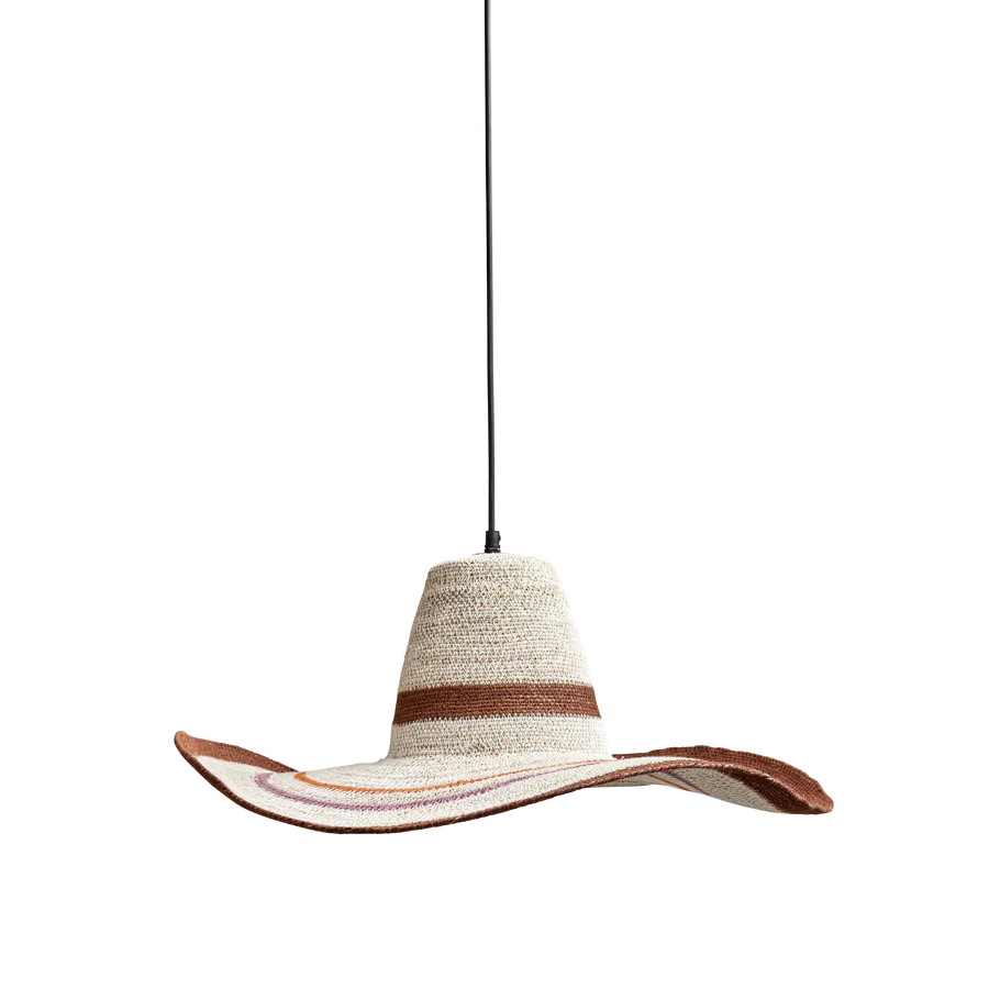 Seagrass Pendant Lamp with Cord for Hanging in Hat Shape
