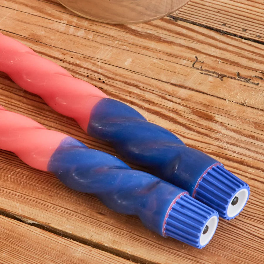 Twisted LED Candle in Navy Blue and Cute Coral - 2 x AAA Battery (not incl.) - 2- pack