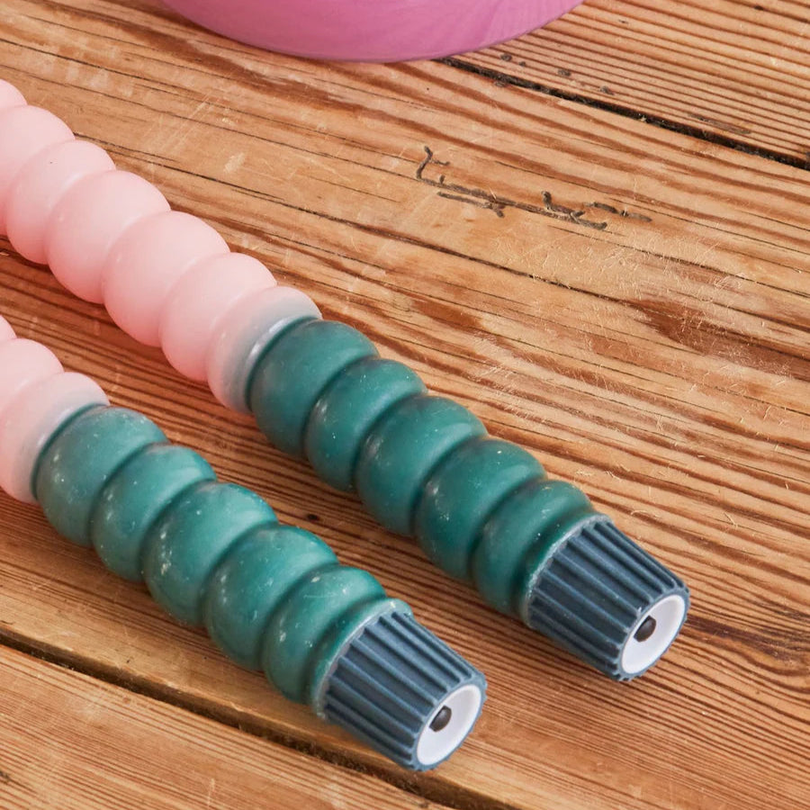 Twisted LED Candle in Green and Soft Pink - 2 x AAA Battery (not incl.) - 2-pack