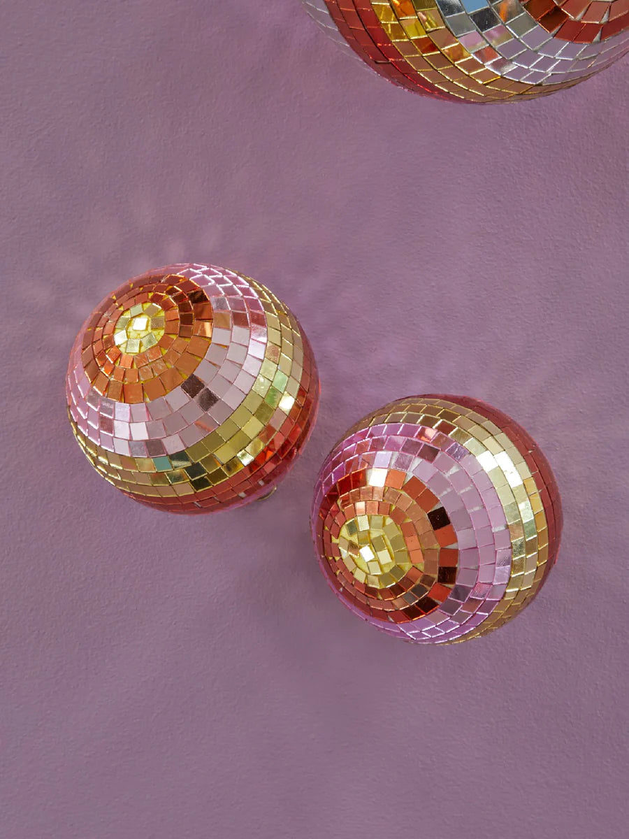 Disco Ball with Stripes and Gold - Medium