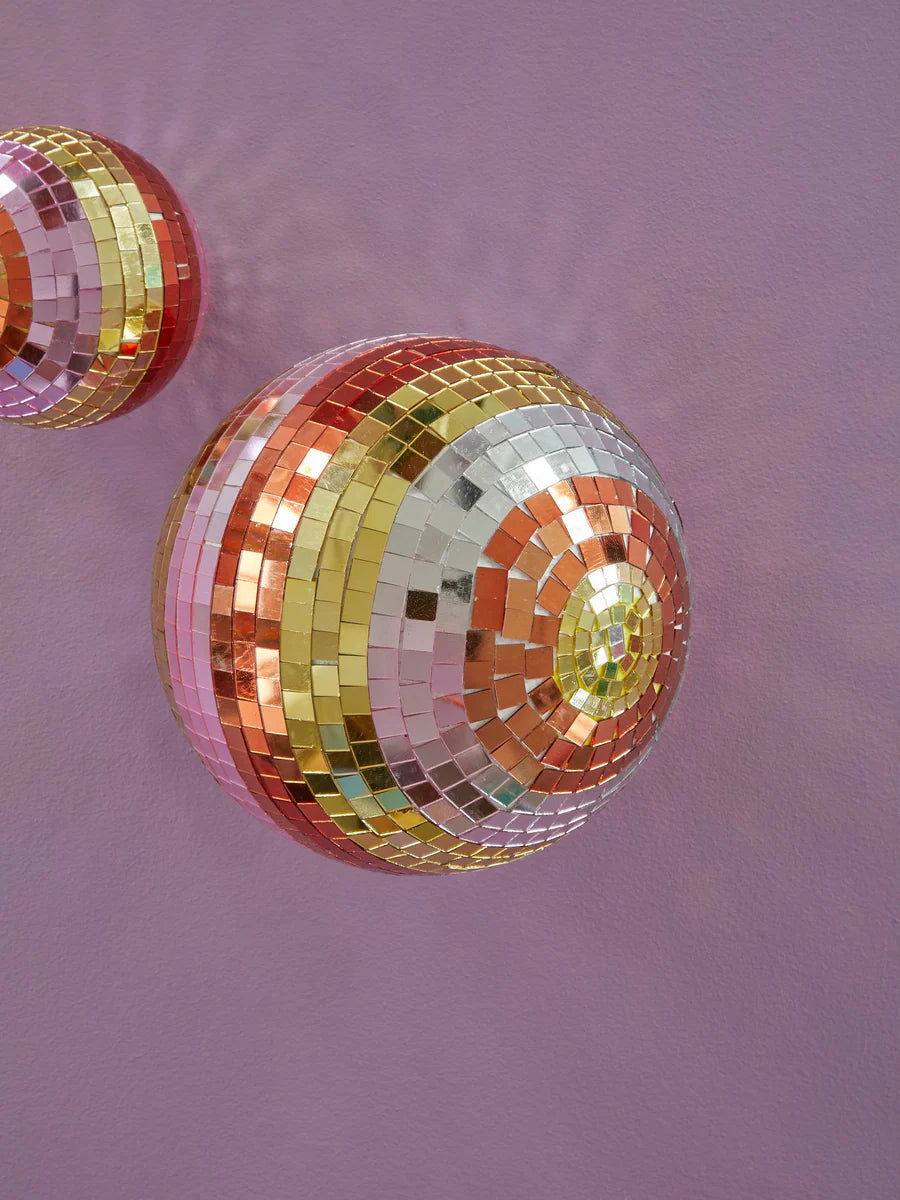 Disco Ball with Stripes and Gold - Medium