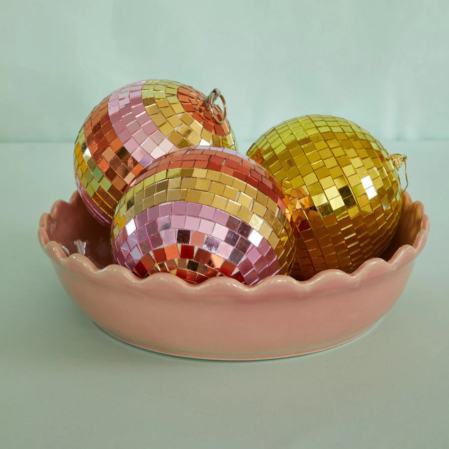 Disco Ball with Stripes and Gold - Medium