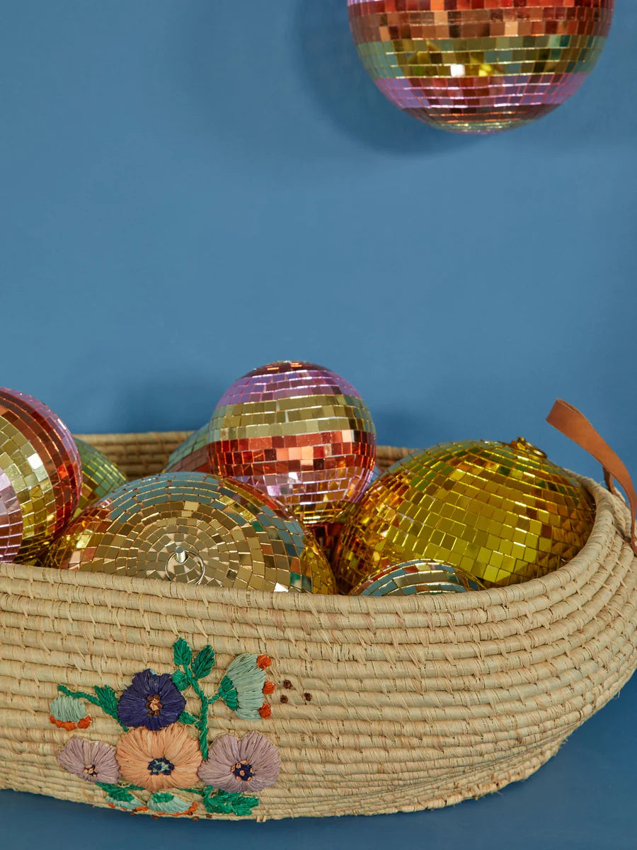 Disco Ball with Stripes and Gold - Medium