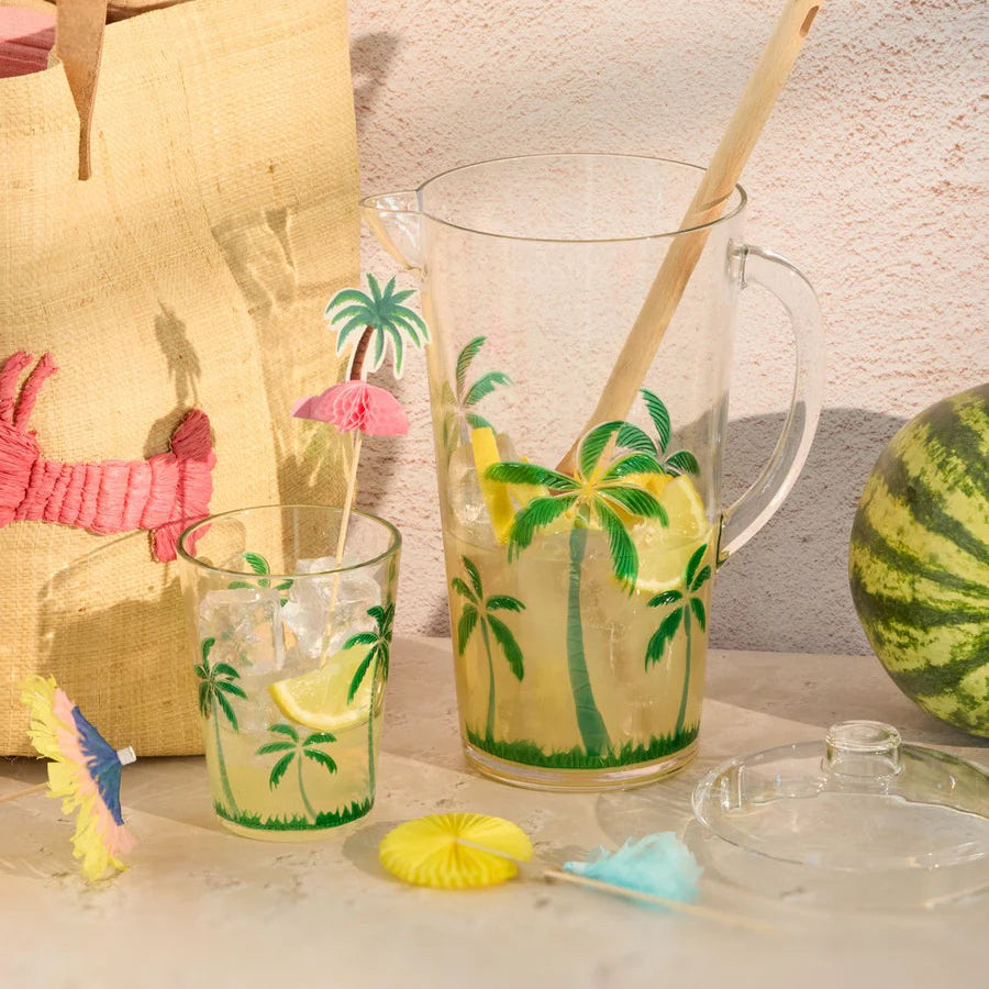 Acrylic Jug in Clear with Palm Tree Design - Large - 2,1 L