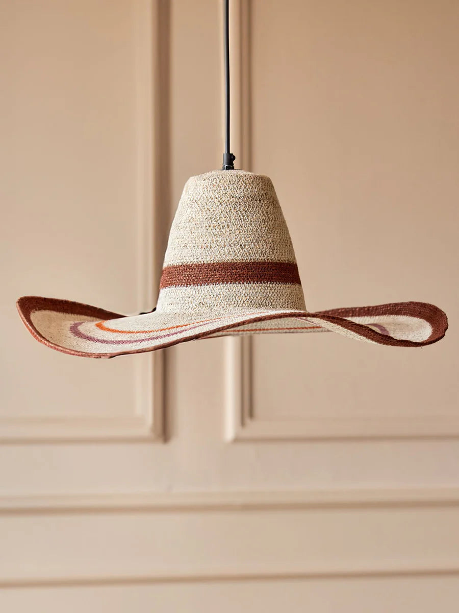 Seagrass Pendant Lamp with Cord for Hanging in Hat Shape