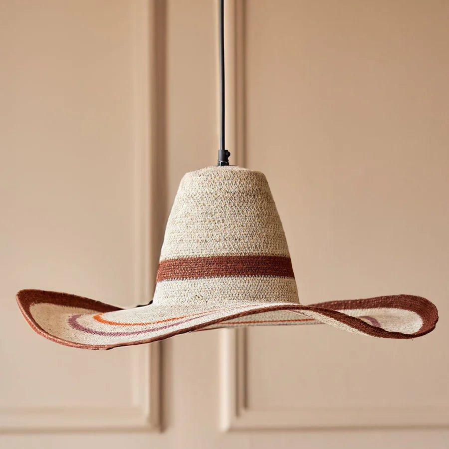Seagrass Pendant Lamp with Cord for Hanging in Hat Shape